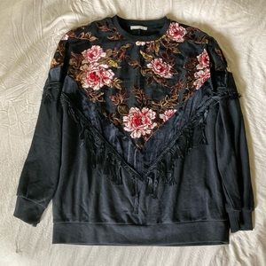 Rare Zara Trafaluc Floral and Tassel Sweater